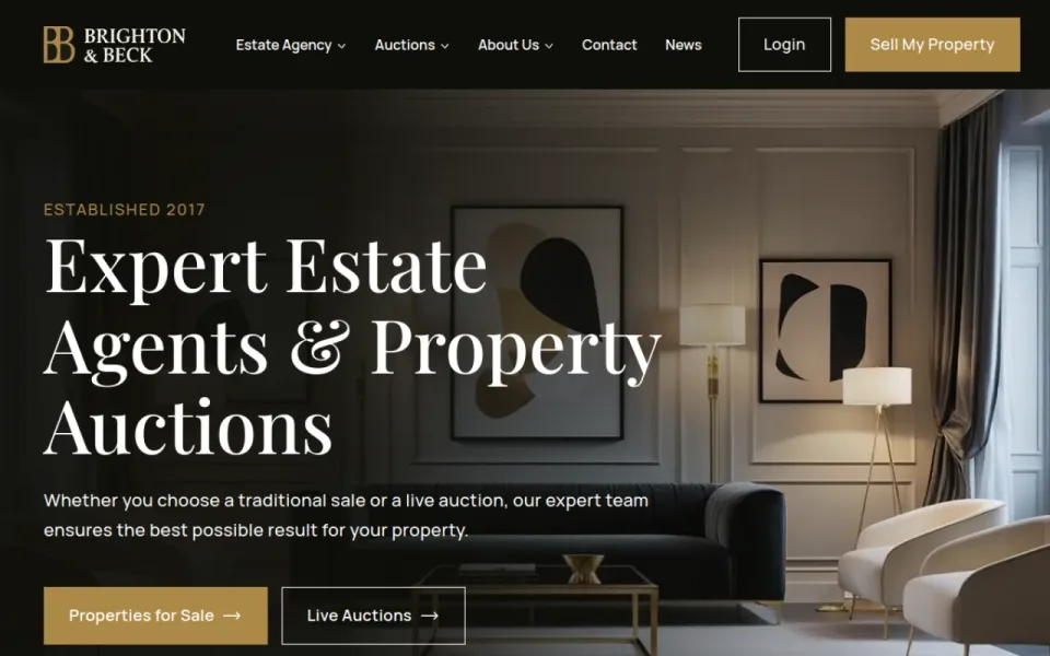 Brighton & Beck Property website home page, built by Niletech