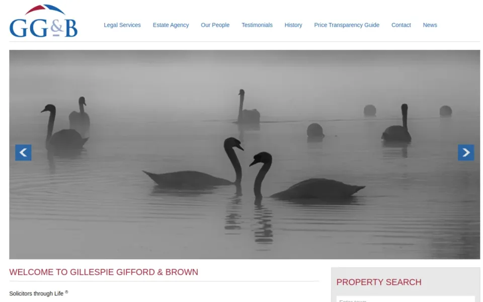 Gillespie Gifford & Brown solicitors and estate agents website home page