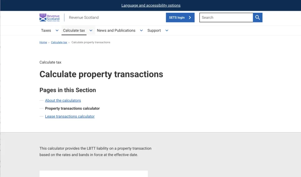 Revenue Scotland LBTT tax calculator